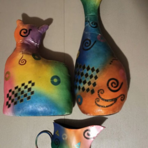 Decorative cats like new set of three contemporary art pieces