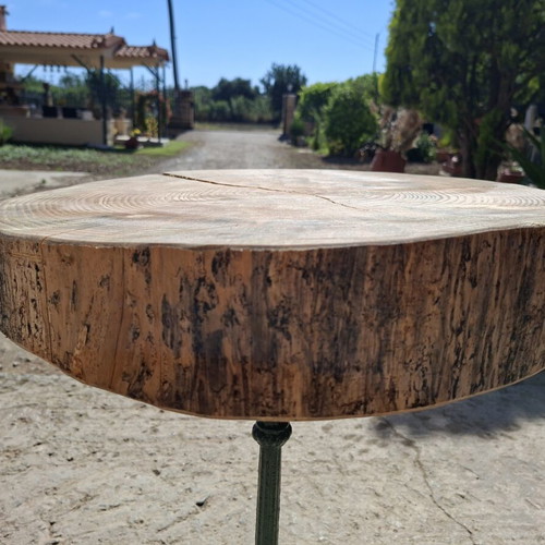 Handmade garden table pine wood with cast iron base new