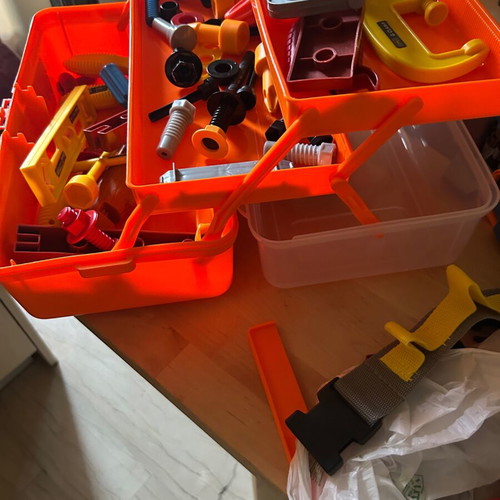 Children's tool kit used, large case with compressor and accessories