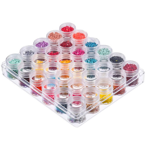Acrylic case with 30 empty jars new for rhinestones, glitter, earrings