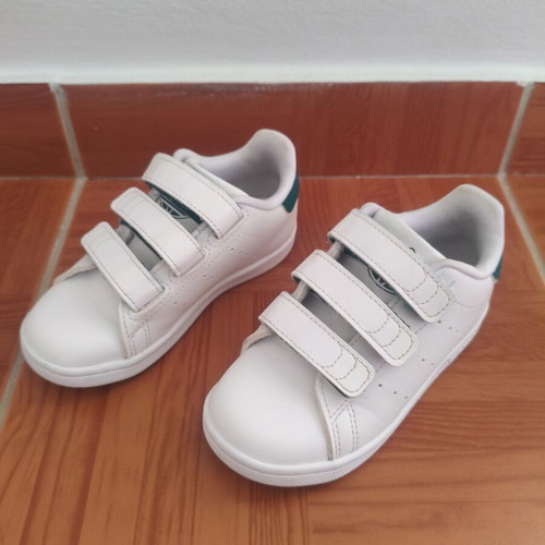 Adidas Stan Smith CF I Kids Sneakers Size 27 Like New White Green