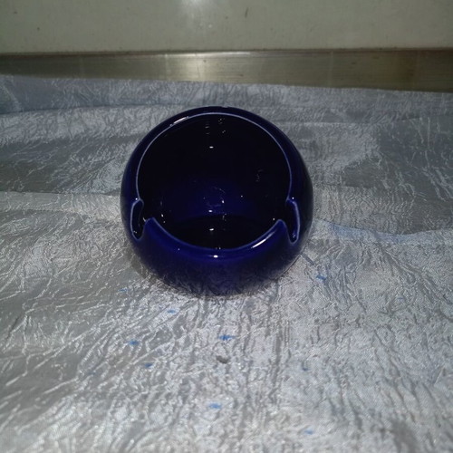 Olympic Airways collectible ashtray, deep blue glass