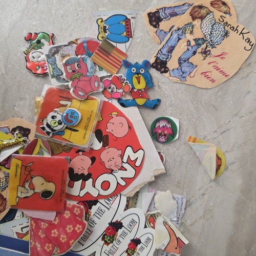 Old stickers used, assorted Snoopy and 3D designs