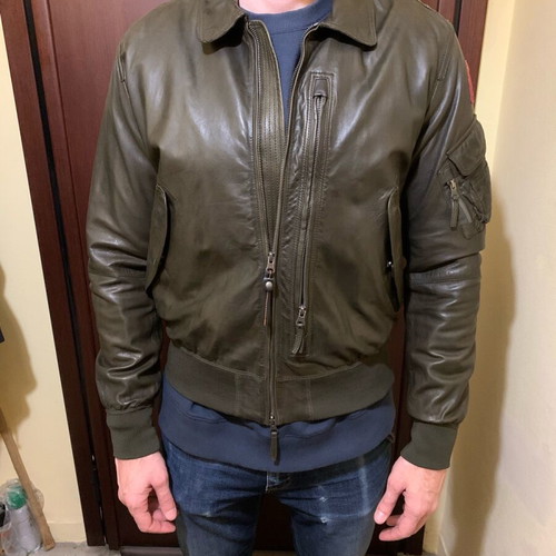 Parajumpers Brigadier leather aviator jacket like new, size XL dark green