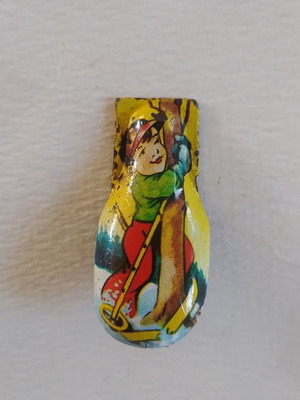 Vintage German metal frog toy used, collectible
