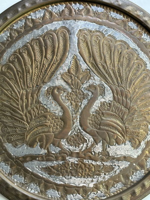 Old copper tray, diameter 39 cm