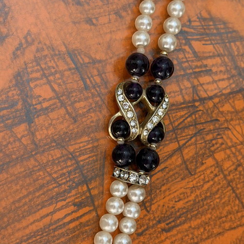 Vintage large necklace with amethyst custom jewellery like new
