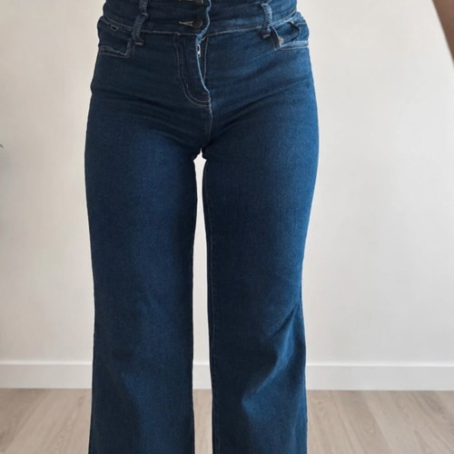 High-waist cropped jeans like new, dark blue, bell-bottom