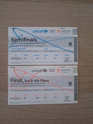Euroleague Final Four 2007 Athens collectible tickets used