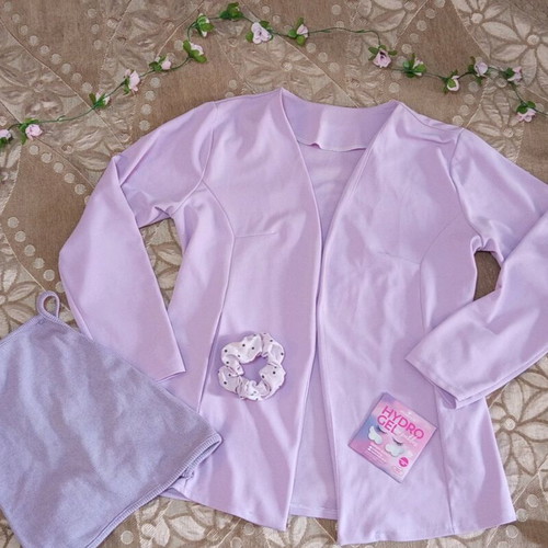 Spring set blazer and croptop with gifts, lilac purple