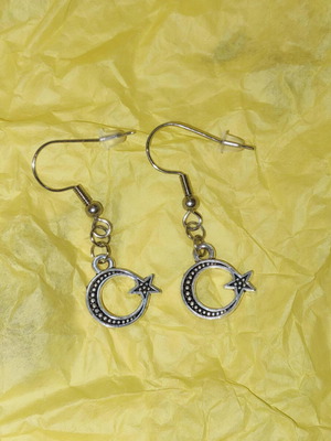 Handmade earrings moon with star new