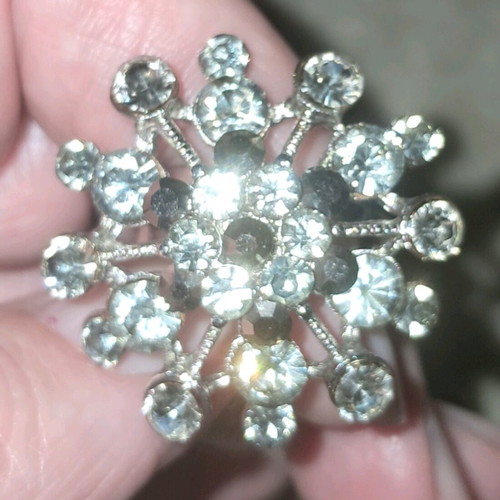 Adjustable crystal ring silver, like new