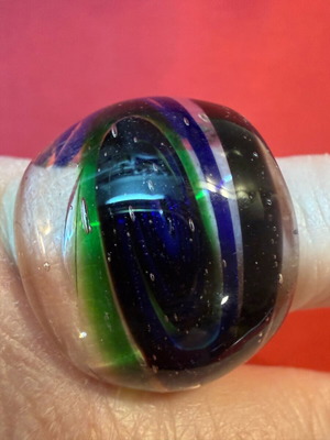 Glass ring like new, multicolored, round statement style