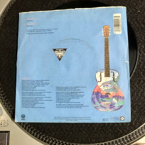 Dire Straits Walk Of Life Vinyl 7" Single like new, rock