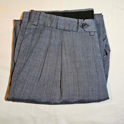 Men's grey suit pants with double pleats, size M