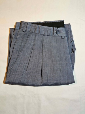 Men's grey suit pants with double pleats, size M