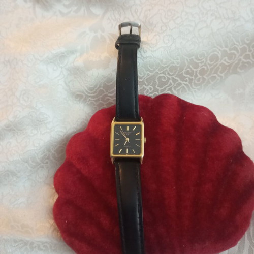 Orient VX tank quartz watch Japan, vintage, leather strap