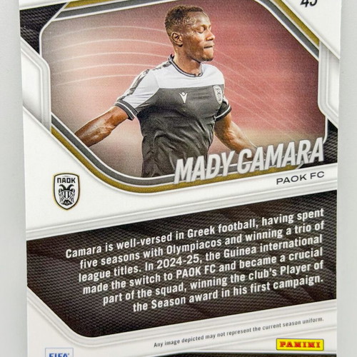 Panini FIFA Prizm 2025/26 Mady Camara #43 Hyper Prizm Parallel card brand new