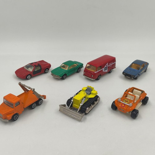 Majorette vintage toy cars used, set of 7