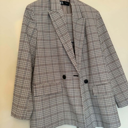 Zara checked jacket and skirt set like new, size XS