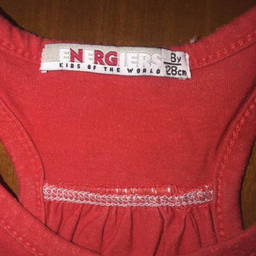 Energiers asymmetrical red girls' tank top, size 128 cm, age 8