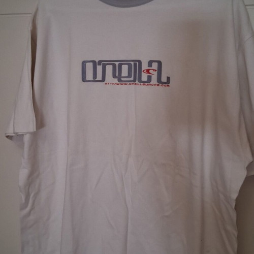 O'neill vintage white t-shirt with grey logo and collar XL like new