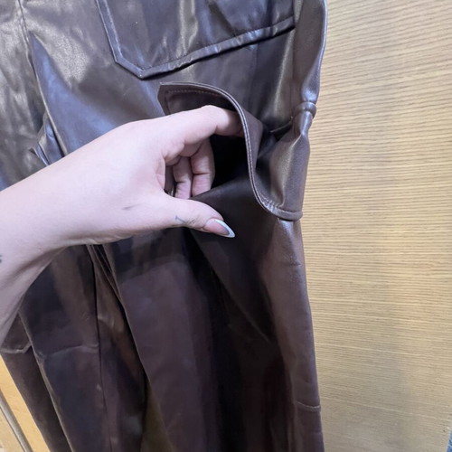 Zara leather pants large new, brown