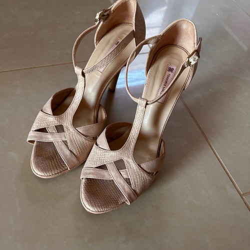 Tsakiris Mallas high heel sandals used, nude pink, size 38