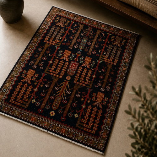 Vintage Lori Tree Motif Rug like new, handwoven wool