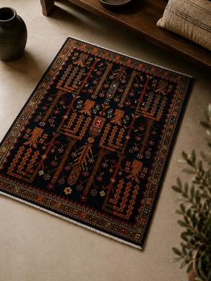 Vintage Lori Tree Motif Rug like new, handwoven wool