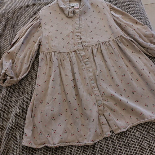 Beige cherry print shirt dress Zara new for ages 3-4