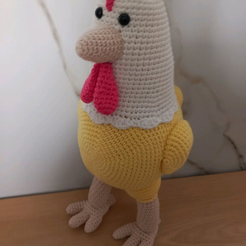 Handmade knitted chicken doll 35cm new