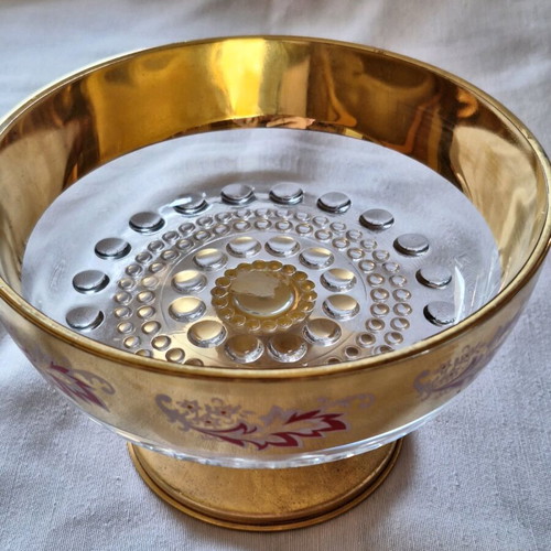 Bohemian crystal bowl with 24-carat gold like new