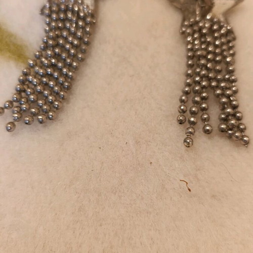 Vintage 90s handmade star earrings with ball chain silver, like new