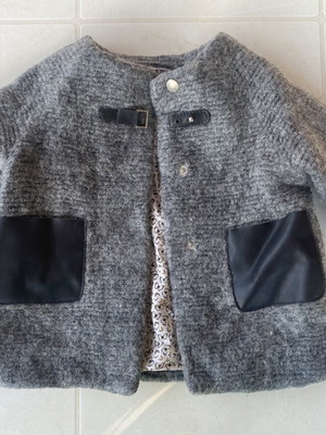 Zara baby grey Montgomery-style coat with leather pockets