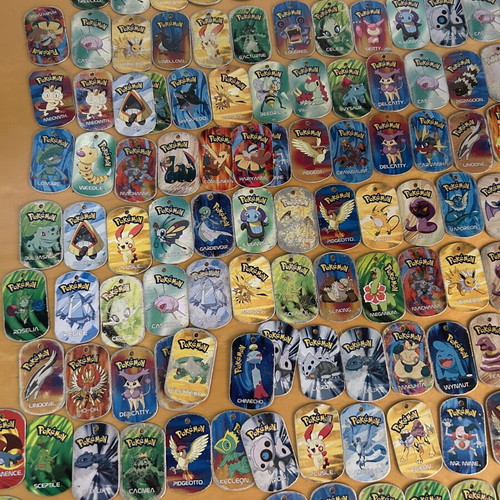 Pokemon metal tags used, about 190 from 2004