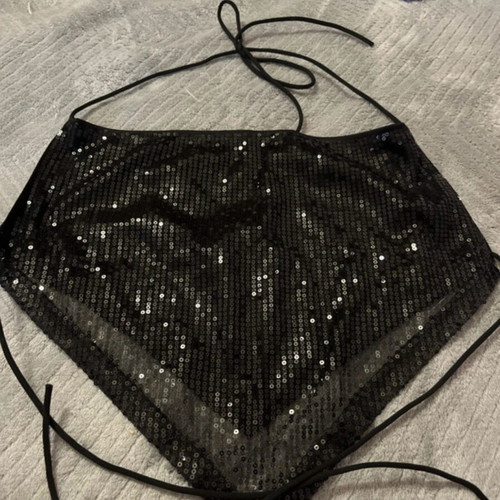 Shein sequin backless top like new, black, size S