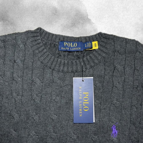 Polo Ralph Lauren cable knit sweater grey like new, size L