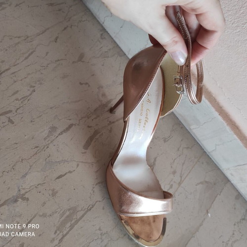 Leather sandals rose gold size 39 heel 9cm like new