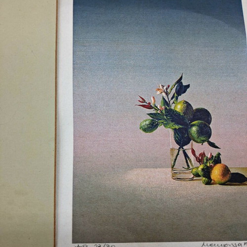 Silk Screen Print by Michalis Makroulakis "Vase with Flowers" used, A.P. edition