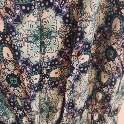 Handmade printed jumpsuit with straps and elastic waist, size M, used