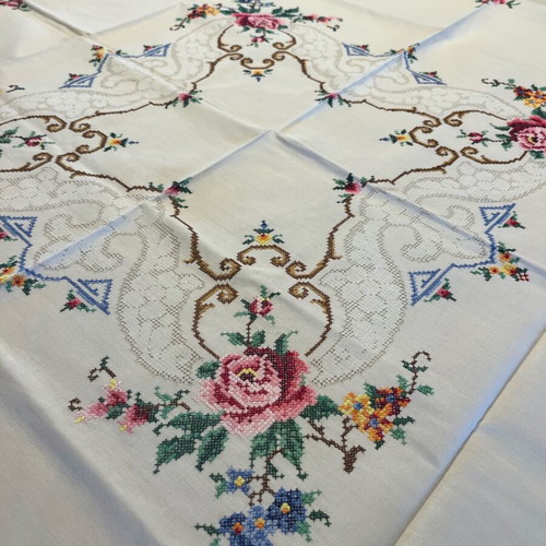 Handmade tablecloth with matching napkins new from Switzerland