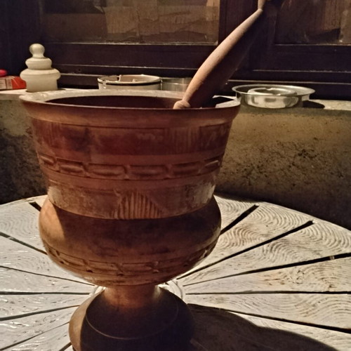 Traditional Wooden Mortar and Pestle vintage, handmade, 22cm