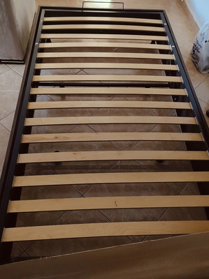 Bed with headboard and storage mechanism, 210x110 cm