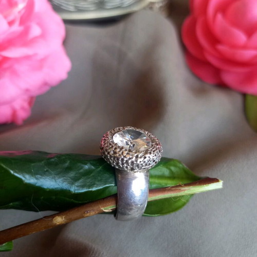 925 ring with zirconia used, size 17, vintage