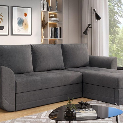 Corner sofa bed with storage compartments