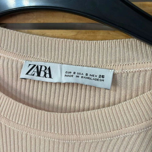 Zara Rib Top Beige Size S Like New