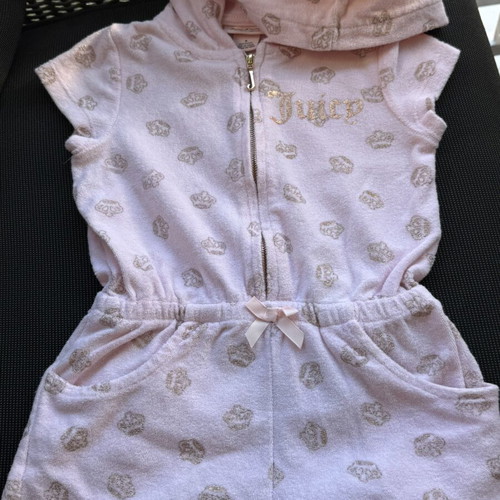 Juicy Couture pink terry jumpsuit with crown patterns, like new