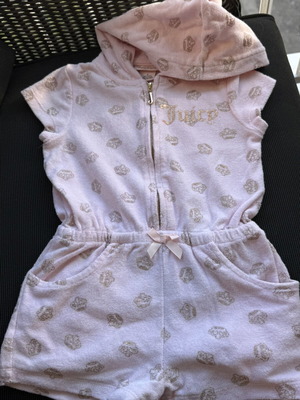 Juicy Couture pink terry jumpsuit with crown patterns, like new