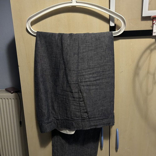 Linen suit New Company gray, new, slim fit trousers